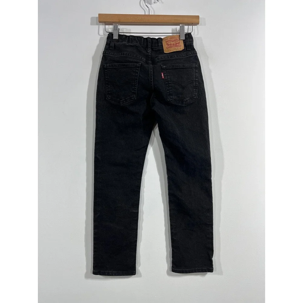 Levis 511 Slim Fit Black Denim Straight Jeans Adjustable Waist Boys Girls 12 Reg